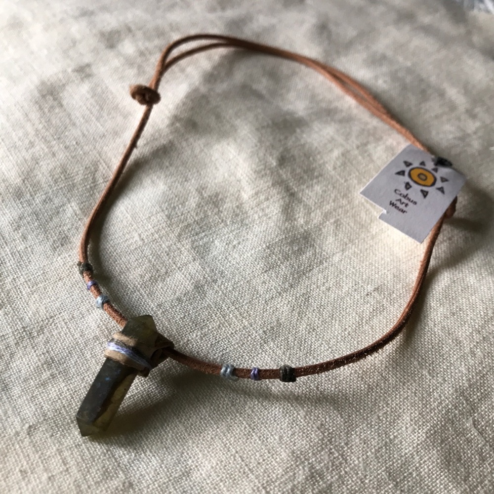 🔮Labradorite and leather necklace